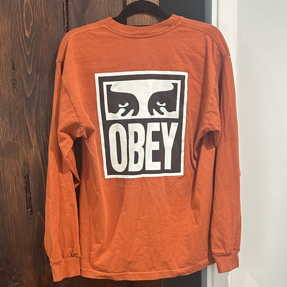 Obey Men's Rust Long Sleeve Tee